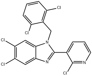 5,6-DICHLORO-2-(2-CHLORO-3-PYRIDINYL)-1-(2,6-DICHLOROBENZYL)-1H-1,3-BENZIMIDAZOLE Struktur