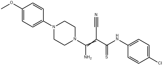 3-AMINO-N-(4-CHLOROPHENYL)-2-CYANO-3-[4-(4-METHOXYPHENYL)PIPERAZINO]-2-PROPENETHIOAMIDE Struktur