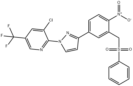 3-CHLORO-2-(3-(4-NITRO-3-[(PHENYLSULFONYL)METHYL]PHENYL)-1H-PYRAZOL-1-YL)-5-(TRIFLUOROMETHYL)PYRIDINE Struktur