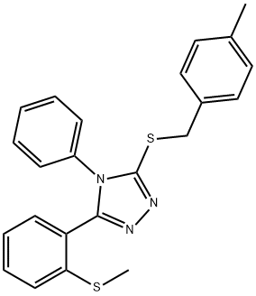 3-[(4-METHYLBENZYL)SULFANYL]-5-[2-(METHYLSULFANYL)PHENYL]-4-PHENYL-4H-1,2,4-TRIAZOLE Struktur