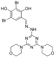 (E)-2,4-DIBROMO-6-((2-(4,6-DIMORPHOLINO-1,3,5-TRIAZIN-2-YL)HYDRAZONO)METHYL)BENZENE-1,3-DIOL Struktur