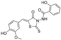 2-HYDROXY-N-[(5Z)-5-(4-HYDROXY-3-METHOXYBENZYLIDENE)-4-OXO-2-THIOXO-1,3-THIAZOLIDIN-3-YL]BENZAMIDE Struktur