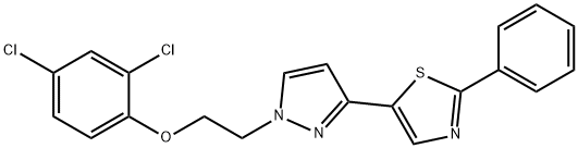 2,4-DICHLOROPHENYL 2-[3-(2-PHENYL-1,3-THIAZOL-5-YL)-1H-PYRAZOL-1-YL]ETHYL ETHER Struktur