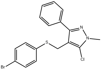 4-([(4-BROMOPHENYL)SULFANYL]METHYL)-5-CHLORO-1-METHYL-3-PHENYL-1H-PYRAZOLE Struktur