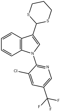 1-[3-CHLORO-5-(TRIFLUOROMETHYL)-2-PYRIDINYL]-3-(1,3-DITHIAN-2-YL)-1H-INDOLE Struktur