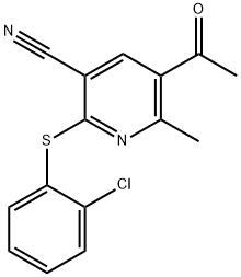 5-ACETYL-2-[(2-CHLOROPHENYL)SULFANYL]-6-METHYLNICOTINONITRILE Struktur