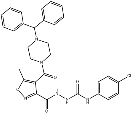 2-((4-[(4-BENZHYDRYLPIPERAZINO)CARBONYL]-5-METHYL-3-ISOXAZOLYL)CARBONYL)-N-(4-CHLOROPHENYL)-1-HYDRAZINECARBOXAMIDE Struktur