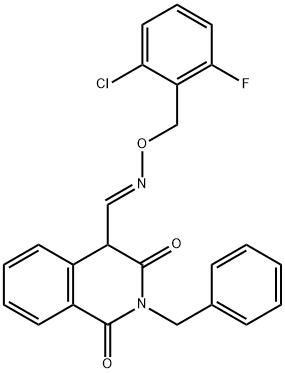 2-BENZYL-1,3-DIOXO-1,2,3,4-TETRAHYDRO-4-ISOQUINOLINECARBALDEHYDE O-(2-CHLORO-6-FLUOROBENZYL)OXIME Struktur