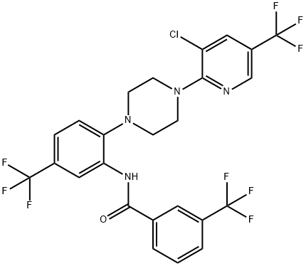 N-[2-(4-[3-CHLORO-5-(TRIFLUOROMETHYL)-2-PYRIDINYL]PIPERAZINO)-5-(TRIFLUOROMETHYL)PHENYL]-3-(TRIFLUOROMETHYL)BENZENECARBOXAMIDE Struktur