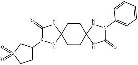 2-(1,1-DIOXOTETRAHYDRO-1H-1LAMBDA6-THIOPHEN-3-YL)-10-PHENYL-1,2,4,9,10,12-HEXAAZADISPIRO[4.2.4.2]TETRADECANE-3,11-DIONE Struktur