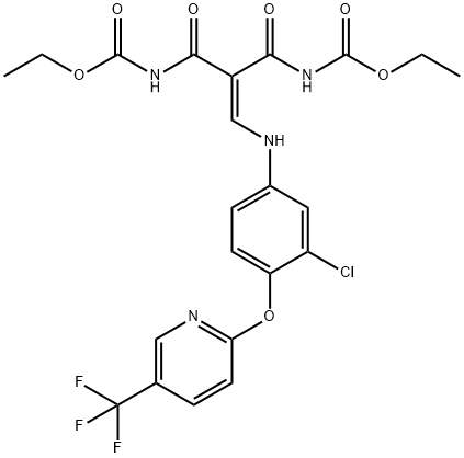 ETHYL N-(3-(3-CHLORO-4-([5-(TRIFLUOROMETHYL)-2-PYRIDINYL]OXY)ANILINO)-2-([(ETHOXYCARBONYL)AMINO]CARBONYL)ACRYLOYL)CARBAMATE Struktur