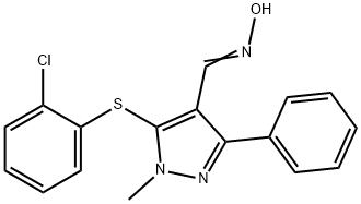 5-[(2-CHLOROPHENYL)SULFANYL]-1-METHYL-3-PHENYL-1H-PYRAZOLE-4-CARBALDEHYDE OXIME Struktur