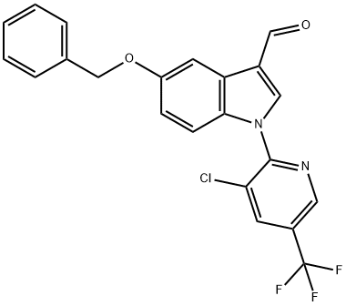 5-(BENZYLOXY)-1-[3-CHLORO-5-(TRIFLUOROMETHYL)-2-PYRIDINYL]-1H-INDOLE-3-CARBALDEHYDE Struktur