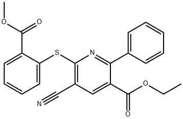 ETHYL 5-CYANO-6-([2-(METHOXYCARBONYL)PHENYL]SULFANYL)-2-PHENYLNICOTINATE Struktur