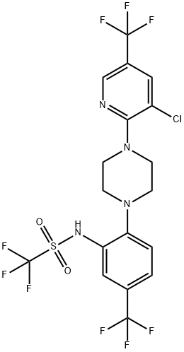 N-[2-(4-[3-CHLORO-5-(TRIFLUOROMETHYL)-2-PYRIDINYL]PIPERAZINO)-5-(TRIFLUOROMETHYL)PHENYL](TRIFLUORO)METHANESULFONAMIDE Struktur