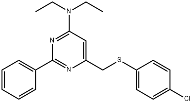 6-([(4-CHLOROPHENYL)SULFANYL]METHYL)-N,N-DIETHYL-2-PHENYL-4-PYRIMIDINAMINE Struktur