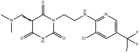 1-(2-([3-CHLORO-5-(TRIFLUOROMETHYL)-2-PYRIDINYL]AMINO)ETHYL)-5-[(DIMETHYLAMINO)METHYLENE]-2,4,6(1H,3H,5H)-PYRIMIDINETRIONE Struktur