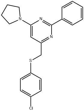 4-([(4-CHLOROPHENYL)SULFANYL]METHYL)-2-PHENYL-6-(1-PYRROLIDINYL)PYRIMIDINE Struktur