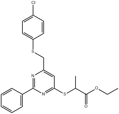 ETHYL 2-[(6-([(4-CHLOROPHENYL)SULFANYL]METHYL)-2-PHENYL-4-PYRIMIDINYL)SULFANYL]PROPANOATE Struktur