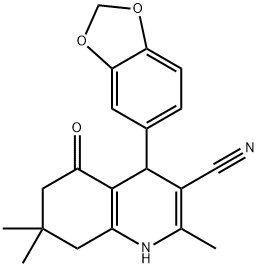 4-(1,3-BENZODIOXOL-5-YL)-2,7,7-TRIMETHYL-5-OXO-1,4,5,6,7,8-HEXAHYDRO-3-QUINOLINECARBONITRILE Struktur