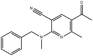 5-ACETYL-2-[BENZYL(METHYL)AMINO]-6-METHYLNICOTINONITRILE Struktur