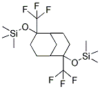 ((2,6-DI(TRIFLUOROMETHYL)-6-[(1,1,1-TRIMETHYLSILYL)OXY]BICYCLO[3.3.1]NON-2-YL)OXY)(TRIMETHYL)SILANE Struktur