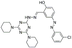 4-((E)-(3-CHLOROPHENYL)DIAZENYL)-2-((E)-(2-(4,6-DI(PIPERIDIN-1-YL)-1,3,5-TRIAZIN-2-YL)HYDRAZONO)METHYL)PHENOL Struktur