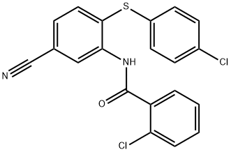 2-CHLORO-N-(2-[(4-CHLOROPHENYL)SULFANYL]-5-CYANOPHENYL)BENZENECARBOXAMIDE Struktur