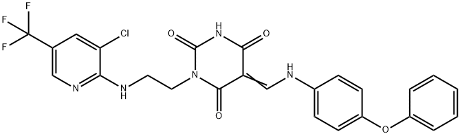 1-(2-([3-CHLORO-5-(TRIFLUOROMETHYL)-2-PYRIDINYL]AMINO)ETHYL)-5-[(4-PHENOXYANILINO)METHYLENE]-2,4,6(1H,3H,5H)-PYRIMIDINETRIONE Struktur