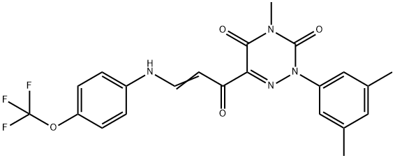 2-(3,5-DIMETHYLPHENYL)-4-METHYL-6-(3-[4-(TRIFLUOROMETHOXY)ANILINO]ACRYLOYL)-1,2,4-TRIAZINE-3,5(2H,4H)-DIONE Struktur