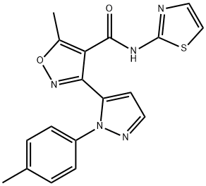 5-METHYL-3-[1-(4-METHYLPHENYL)-1H-PYRAZOL-5-YL]-N-(1,3-THIAZOL-2-YL)-4-ISOXAZOLECARBOXAMIDE Struktur