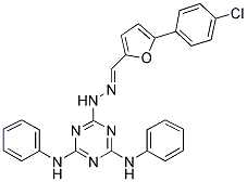 (E)-6-(2-((5-(4-CHLOROPHENYL)FURAN-2-YL)METHYLENE)HYDRAZINYL)-N2,N4-DIPHENYL-1,3,5-TRIAZINE-2,4-DIAMINE Struktur