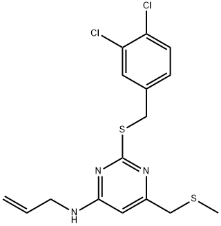 N-ALLYL-2-[(3,4-DICHLOROBENZYL)SULFANYL]-6-[(METHYLSULFANYL)METHYL]-4-PYRIMIDINAMINE Struktur