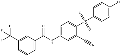 N-(4-[(4-CHLOROPHENYL)SULFONYL]-3-CYANOPHENYL)-3-(TRIFLUOROMETHYL)BENZENECARBOXAMIDE Struktur