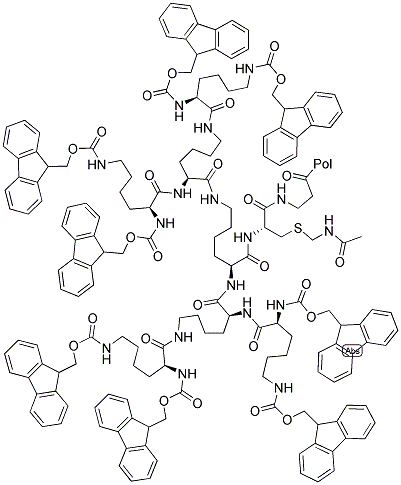 FMOC8-LYS4-LYS2-LYS-CYS(ACM)-BETAALA-WANG RESIN Struktur