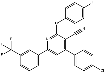 4-(4-CHLOROPHENYL)-2-(4-FLUOROPHENOXY)-6-[3-(TRIFLUOROMETHYL)PHENYL]NICOTINONITRILE Struktur