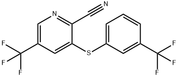 5-(TRIFLUOROMETHYL)-3-([3-(TRIFLUOROMETHYL)PHENYL]SULFANYL)-2-PYRIDINECARBONITRILE Struktur