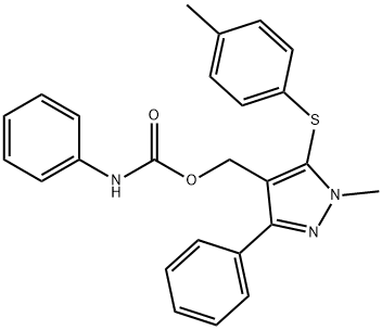 (1-METHYL-5-[(4-METHYLPHENYL)SULFANYL]-3-PHENYL-1H-PYRAZOL-4-YL)METHYL N-PHENYLCARBAMATE Struktur