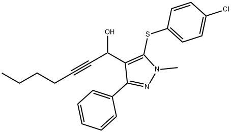 1-(5-[(4-CHLOROPHENYL)SULFANYL]-1-METHYL-3-PHENYL-1H-PYRAZOL-4-YL)-2-HEPTYN-1-OL Struktur