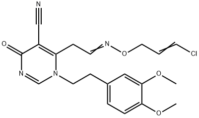 6-(2-([(3-CHLORO-2-PROPENYL)OXY]IMINO)ETHYL)-1-(3,4-DIMETHOXYPHENETHYL)-4-OXO-1,4-DIHYDRO-5-PYRIMIDINECARBONITRILE Struktur