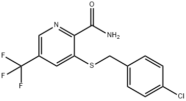 3-[(4-CHLOROBENZYL)SULFANYL]-5-(TRIFLUOROMETHYL)-2-PYRIDINECARBOXAMIDE Struktur