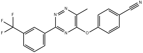 4-((6-METHYL-3-[3-(TRIFLUOROMETHYL)PHENYL]-1,2,4-TRIAZIN-5-YL)OXY)BENZENECARBONITRILE Struktur