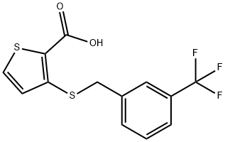 3-([3-(TRIFLUOROMETHYL)BENZYL]SULFANYL)-2-THIOPHENECARBOXYLIC ACID Struktur