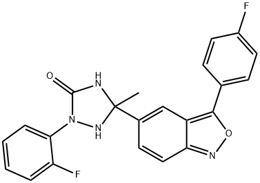 2-(2-FLUOROPHENYL)-5-[3-(4-FLUOROPHENYL)-2,1-BENZISOXAZOL-5-YL]-5-METHYL-1,2,4-TRIAZOLAN-3-ONE Struktur