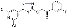 2-([5-(2,6-DICHLORO-4-PYRIDYL)-4-METHYL-4H-1,2,4-TRIAZOL-3-YL]THIO)-1-(3-FLUOROPHENYL)ETHAN-1-ONE Struktur