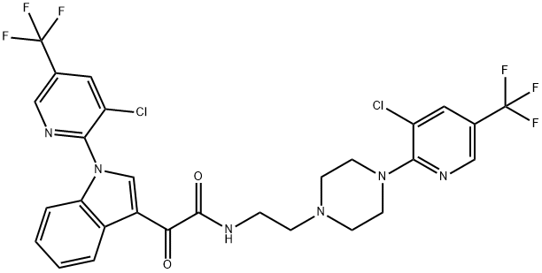 2-(1-[3-CHLORO-5-(TRIFLUOROMETHYL)-2-PYRIDINYL]-1H-INDOL-3-YL)-N-(2-(4-[3-CHLORO-5-(TRIFLUOROMETHYL)-2-PYRIDINYL]PIPERAZINO)ETHYL)-2-OXOACETAMIDE Struktur