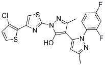 BI-4-(1-[4-(3-CHLORO-2-THIENYL)-1,3-THIAZOL-2-YL]-3-METHYL-1H-5-PYRAZOLOLO)-5'-[(2,4-DIFLUOROPHENYL)-3-METHYL-1H-5-PYRAZOLE] Struktur