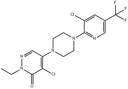 4-CHLORO-5-(4-[3-CHLORO-5-(TRIFLUOROMETHYL)-2-PYRIDINYL]PIPERAZINO)-2-ETHYL-3(2H)-PYRIDAZINONE Struktur