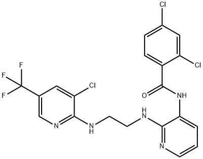 2,4-DICHLORO-N-(2-[(2-([3-CHLORO-5-(TRIFLUOROMETHYL)-2-PYRIDINYL]AMINO)ETHYL)AMINO]-3-PYRIDINYL)BENZENECARBOXAMIDE Struktur