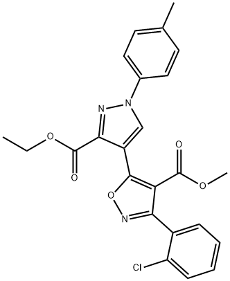 METHYL 3-(2-CHLOROPHENYL)-5-[3-(ETHOXYCARBONYL)-1-(4-METHYLPHENYL)-1H-PYRAZOL-4-YL]-4-ISOXAZOLECARBOXYLATE Struktur